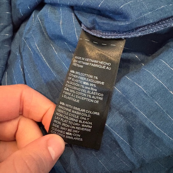 White House Black Market Blue Peasant Top - Picture 8 of 8